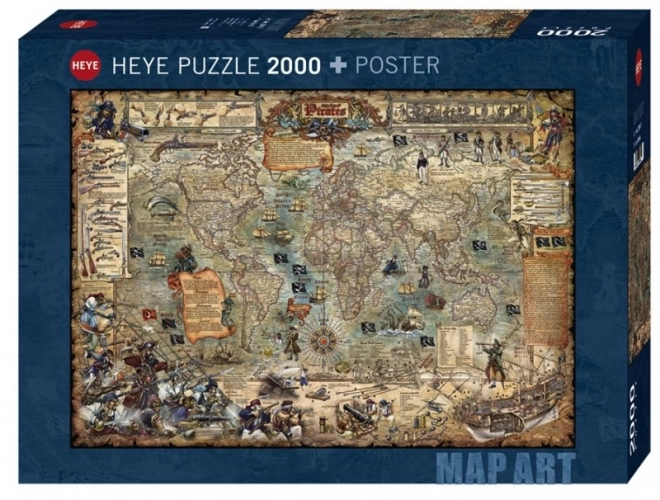 Heye Puzzle Weltkarte der Piraten 2000 Teile