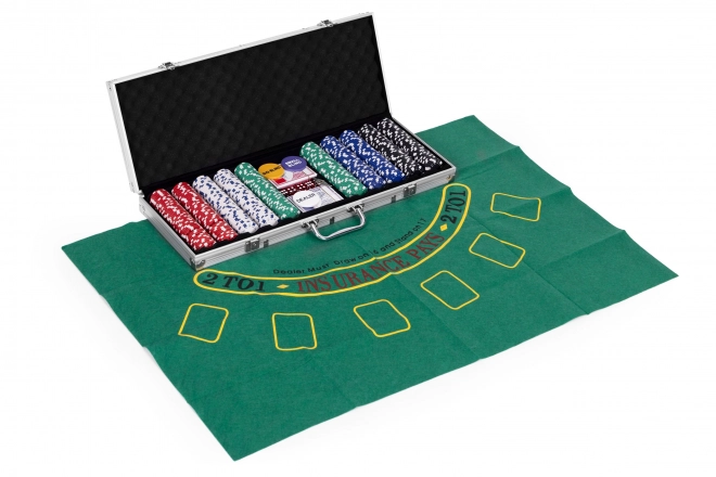 Pokerset mit 500 Chips und Blackjack-Spieltisch
