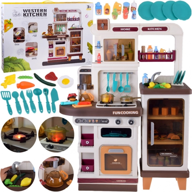 Interaktive Kinderküche mit Dampf, Licht und Sounds, beige