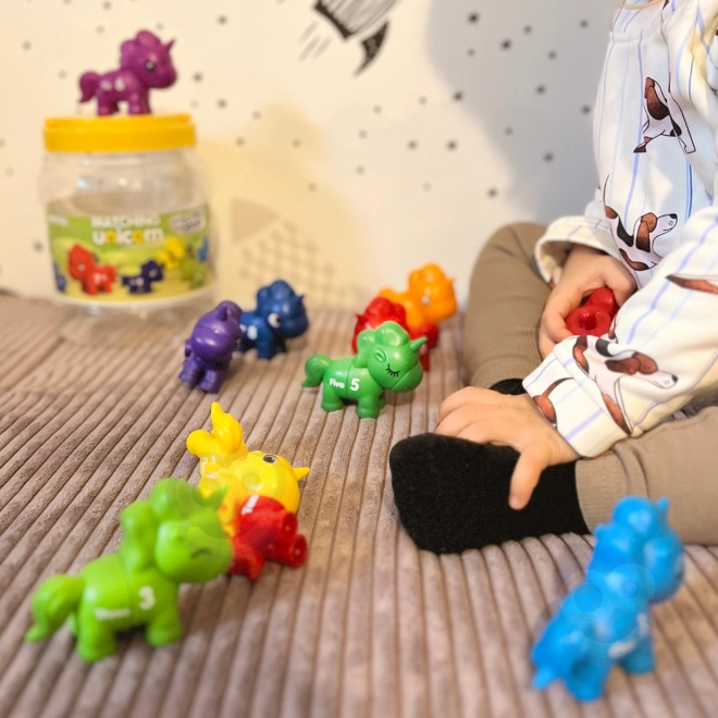 Lernspiel Einhorn Zahlen und Farben Montessori Set