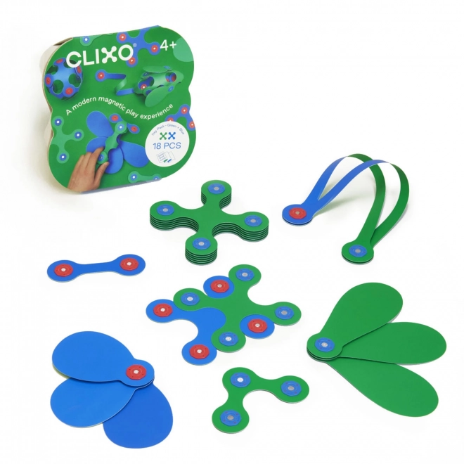 Clixo Itsy Magnetische Konstruktionsspielzeug Grün & Blau