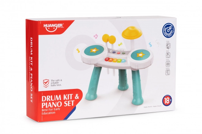 2-in-1 Kinder Schlagzeug und Klavier