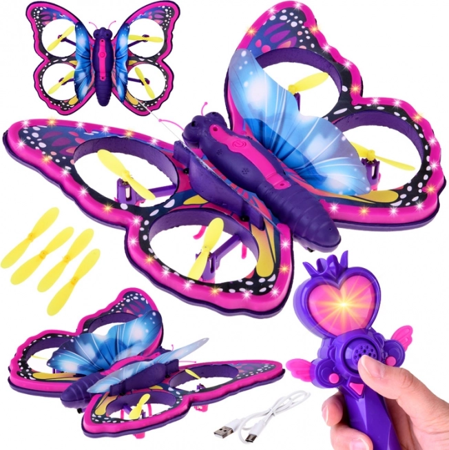 Bunter Schmetterlings-Drohne mit LED und Zauberstab – RC Flugspielzeug für Kinder