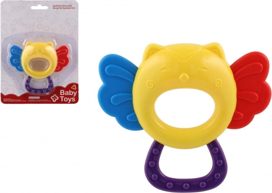 Rassel und Beißring Eule für Babys