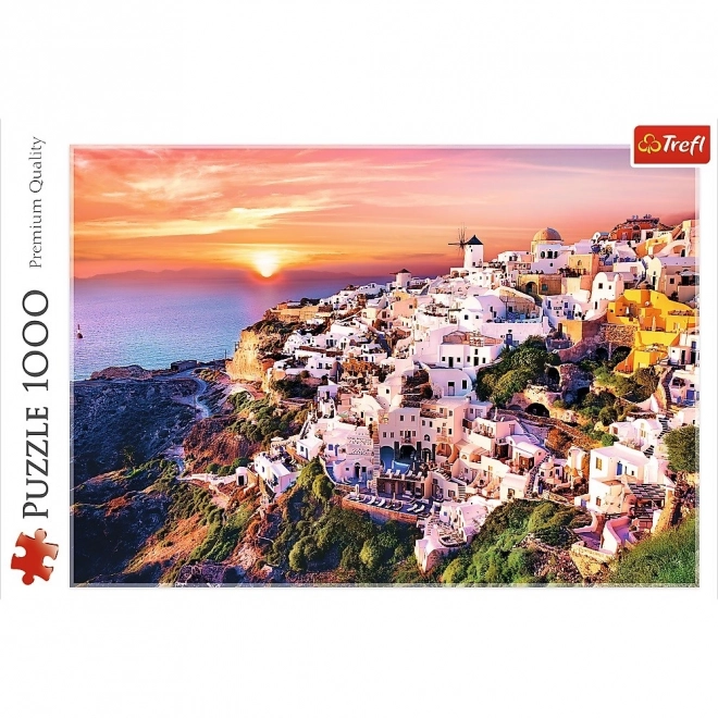 Puzzle 1000 Teile Sonnenuntergang über Santorini