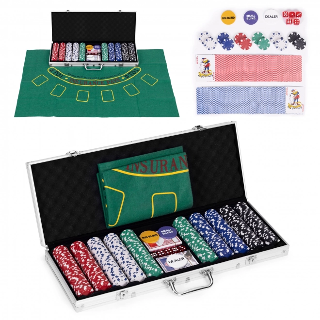 Pokerset mit 500 Chips und Blackjack-Spieltisch