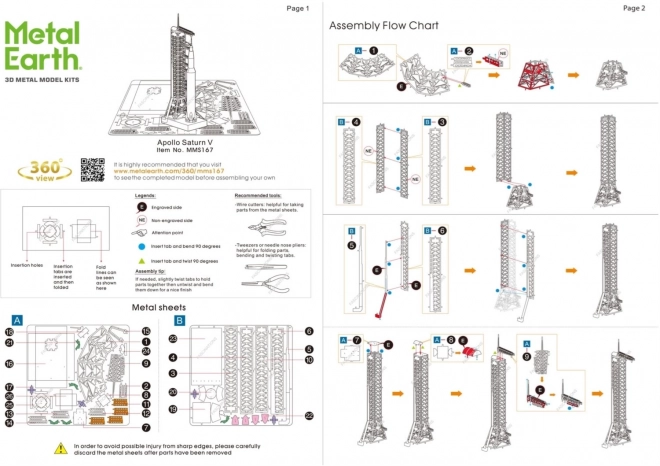 Metal Earth 3D Puzzle Apollo Saturn V mit Startrampe