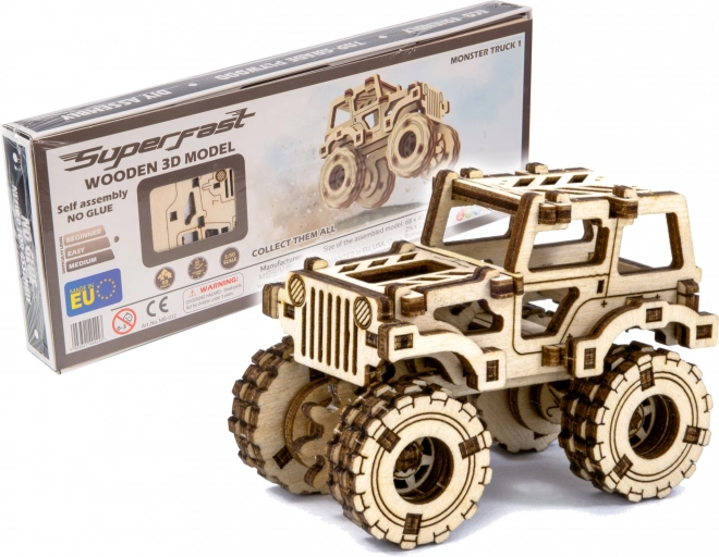 3D Holzpuzzle Superfast Monster Truck