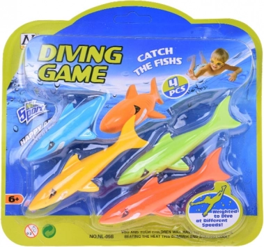Set mit 4 bunten Haien für das Tauchen lernen für Kinder