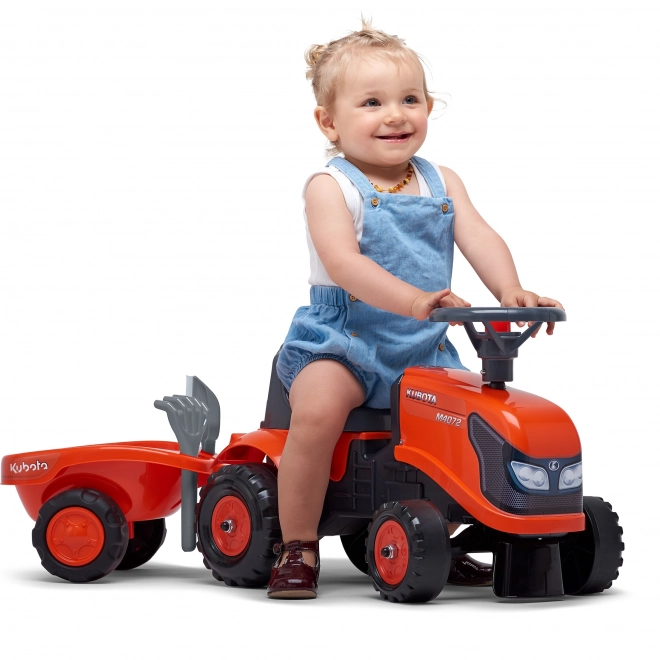 Baby-Kubota-Trettraktor mit Anhänger