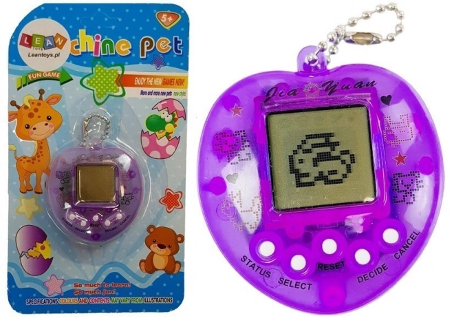 Elektronisches Tamagotchi Spiel Lila mit kurzem Kettchen