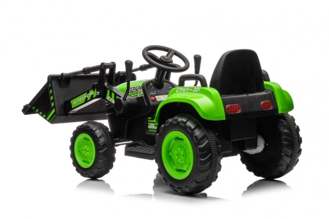Elektrischer Kindertraktor mit funktionaler grüner Schaufel