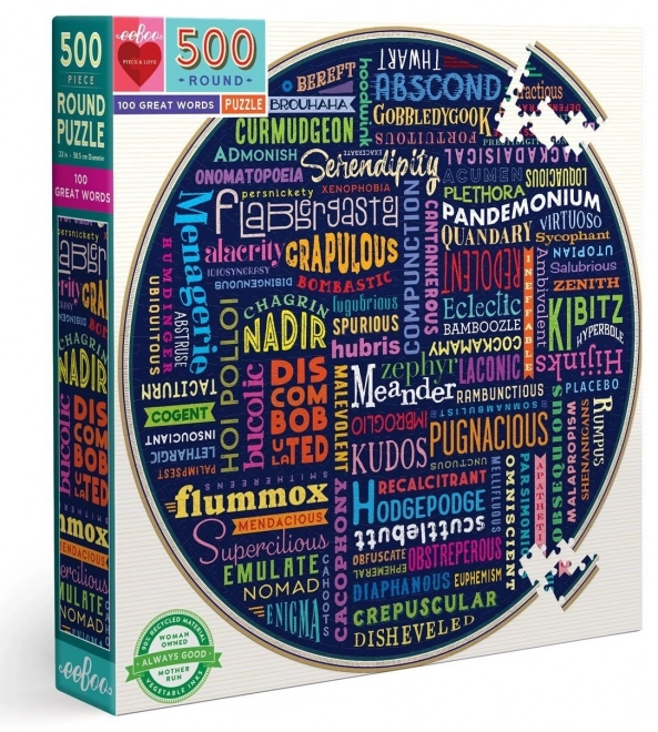 Rundes Puzzle 100 tolle Wörter 500 Teile