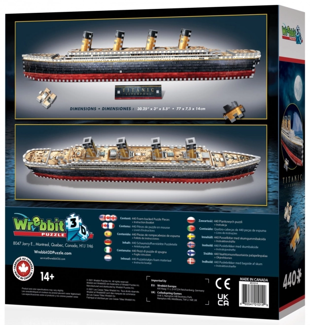 3D-Puzzle Titanic von Wrebbit, 440 Teile