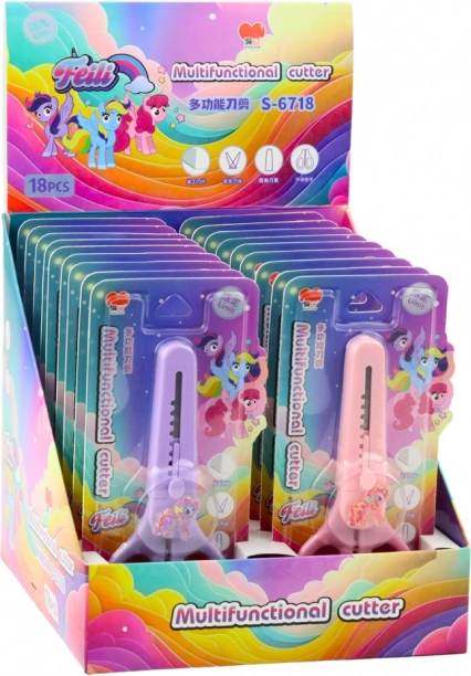 Kinderschere mit Abdeckung und dekorativem Pferdchen 14cm