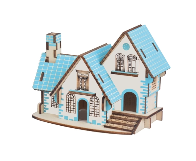 Holz 3D Puzzle Blaues Haus