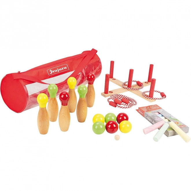 Jeujura Holzkreisel Outdoor-Spielset