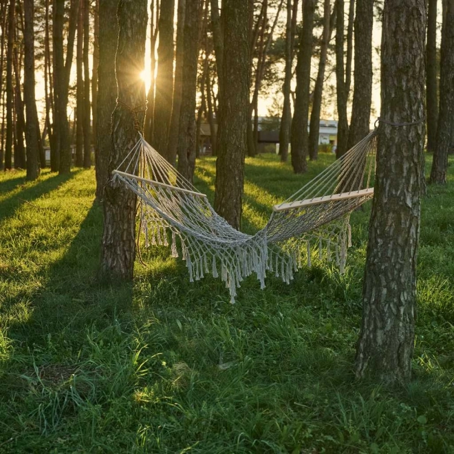 Garten-Hängematte Boho mit Fransen grau 200 cm