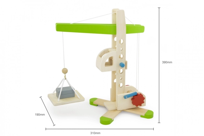 Holzkran mit Aufzug