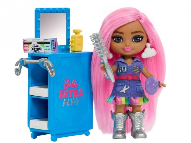 Rosa Regenbogenflugzeug Barbie Extra Fly Minis Puppe Pilotin