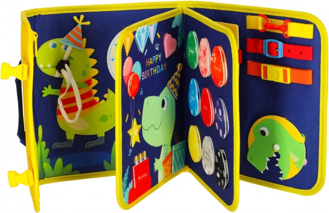 Montessori-sensorische Aktivitätstafel mit Dinosaurier-Motiv Blau