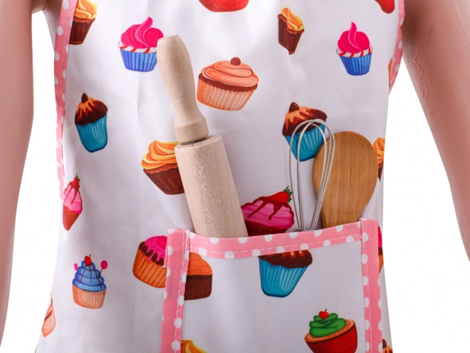 Kinderküchenset mit Mütze, Schürze und Utensilien