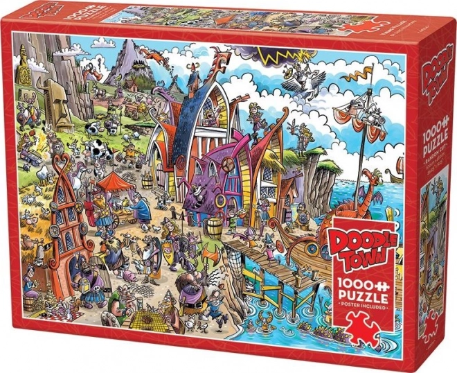 Cobble Hill Puzzle DoodleTown: Wikinger-Dorf 1000 Teile
