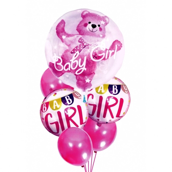 Rosa Babyshower Ballons Mädchen 6er-Set