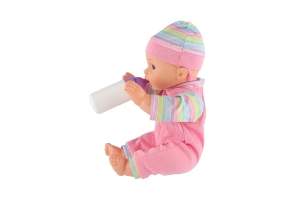 Niedliche Babypuppe 30cm mit Tragesitz und Fläschchen