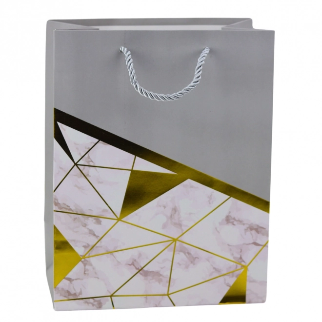 Geschenktüte mit geometrischen Mustern und Marmor-Effekt