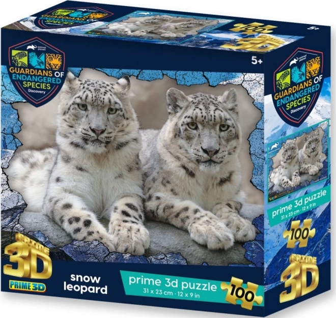 Prime 3D Puzzle Bedrohte Tierarten: Schneeleoparden