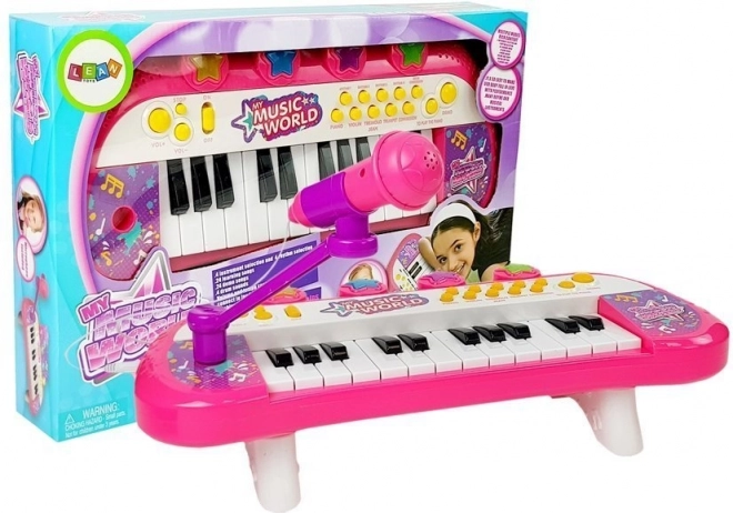 Kinder Keyboard Klavier 24 Tasten mit USB und Mikrofon in Rosa