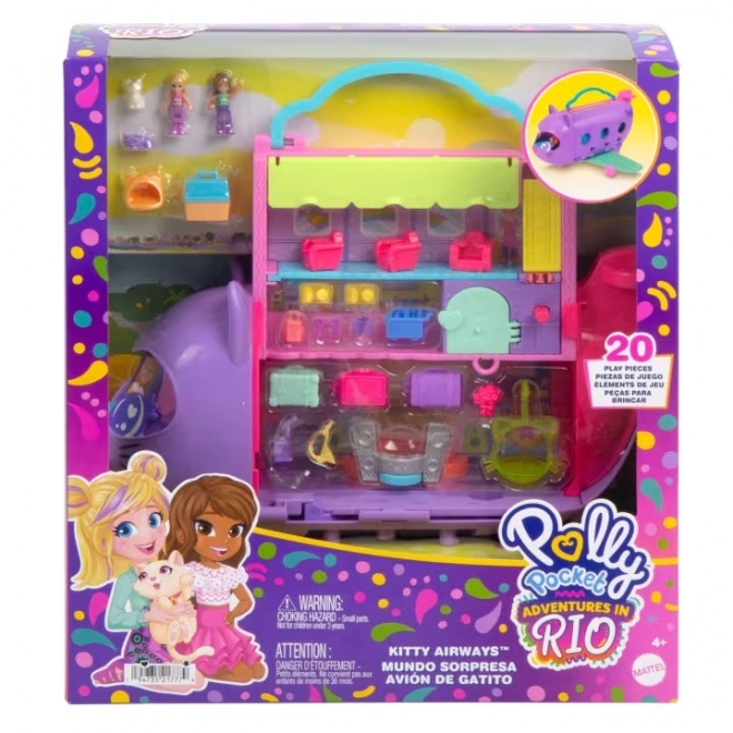 Polly Pocket Kätzchenflugzeug mit 2 Puppen