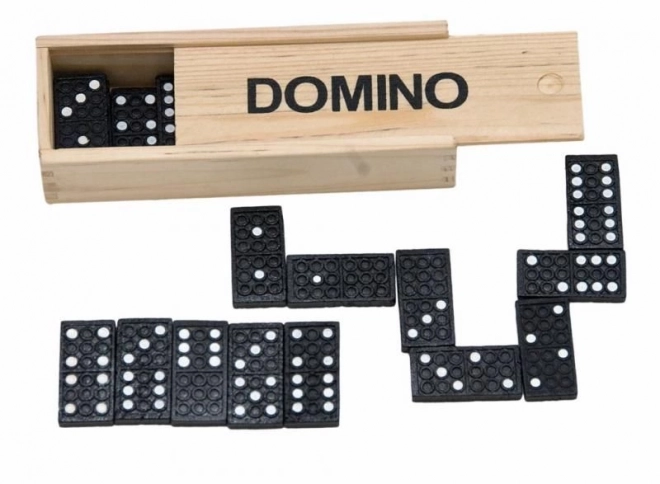 Klassisches Domino im Holzkasten