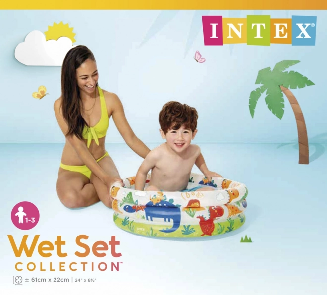 Aufblasbares Kinderplanschbecken mit Dinosauriern 61 × 22 cm Intex