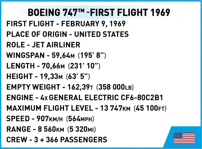 COBI Boeing 747 Erste Flug 1969 Bausatz