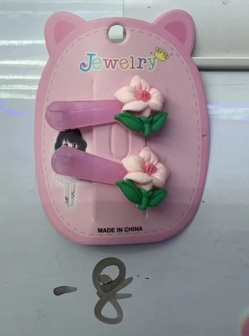 Haarspangen Rosa Blumen Set