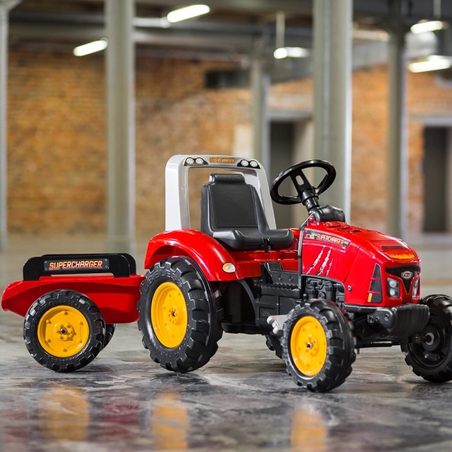Roter Supercharger Trecker mit Anhänger für Kinder