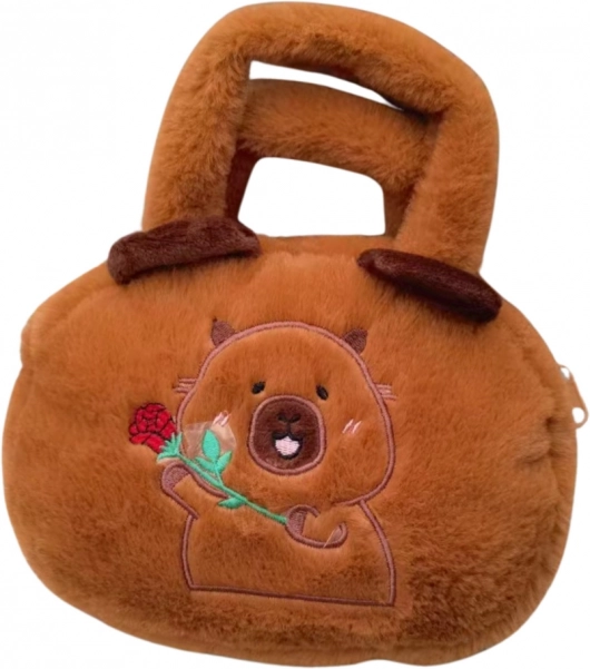 Plüsch-Tasche mit Capybara und rosa Braun 20 cm