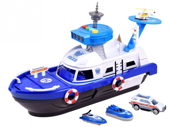 Polizei Boot mit Hubschrauber Set