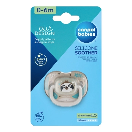 Canpol Babies Symmetrischer Silikon-Schnuller 6-18 m – Faultier