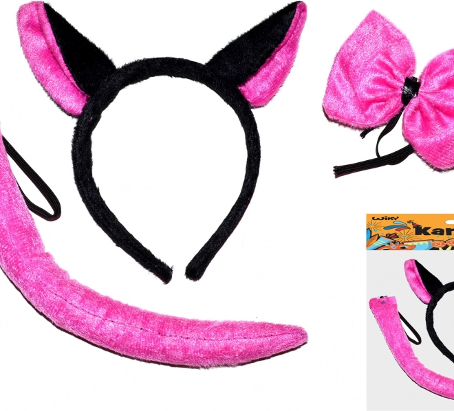 Karneval-Set Katze – Ohren, Schleife und Schwanz