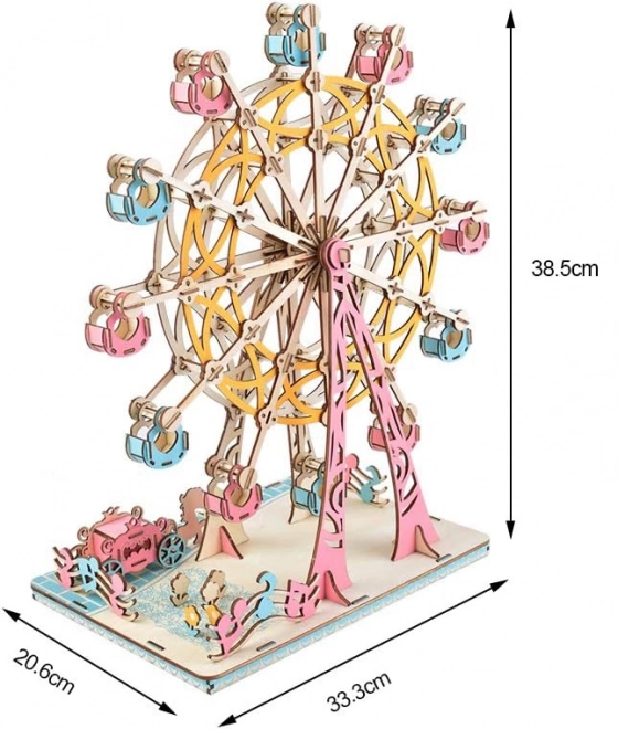 Holz-3D-Puzzle Riesenrad in Pastellfarben