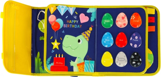 Montessori-sensorische Aktivitätstafel mit Dinosaurier-Motiv Blau