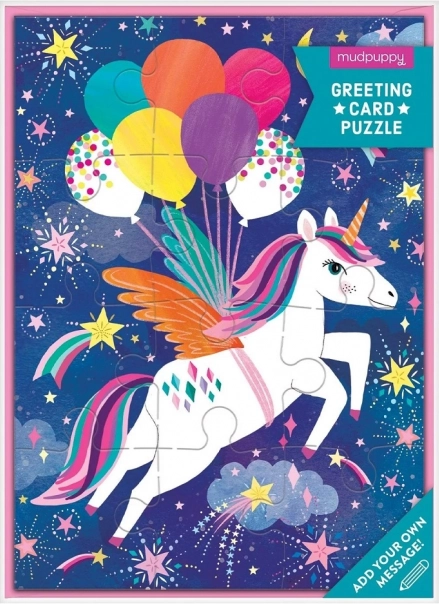 Puzzle mit Einhorn und Glückwünschen