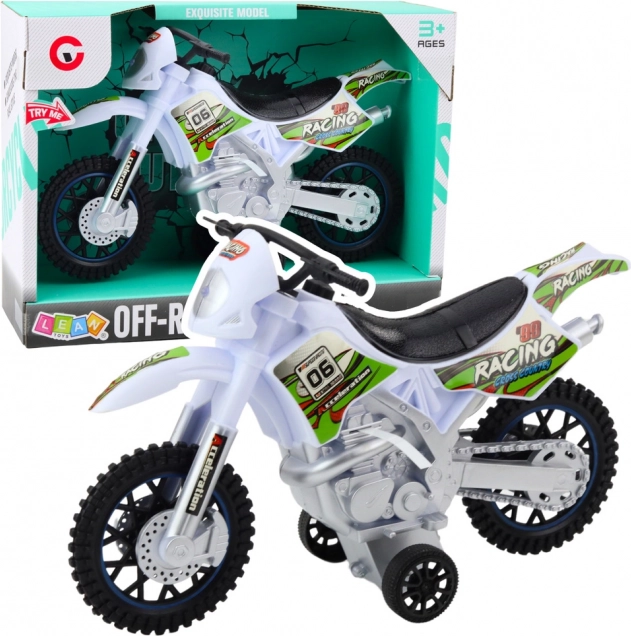 Weißes Motorcross-Offroad-Fahrzeug mit Licht- und Soundeffekten