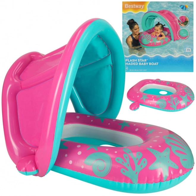 BESTWAY 34091 Kinder aufblasbares Boot mit Sitz und Verdeck rosa 1-2 Jahre 18 kg