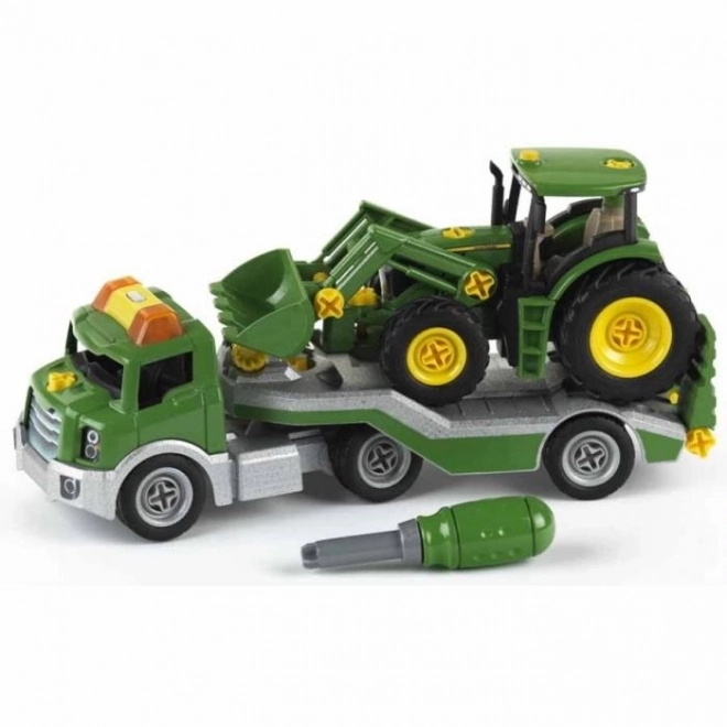 Traktor John Deere auf Anhänger zum Zusammenbauen
