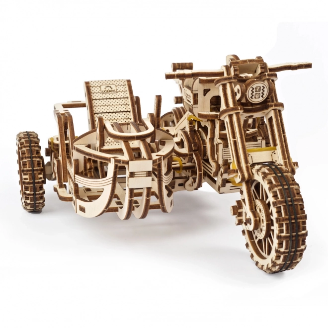 Ugears 3D Holzmechanisches Puzzle Scrambler Motorrad mit Sidecar