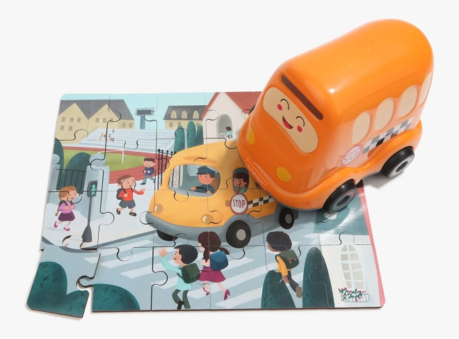 Puzzle und Spielzeug in einem